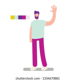 Man isolated on white background. Vector illustration in cartoon style.