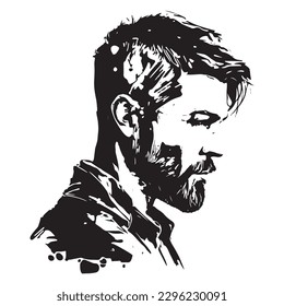 Man, Isolated on white background. Black in color. Picture drawn on a single line art.