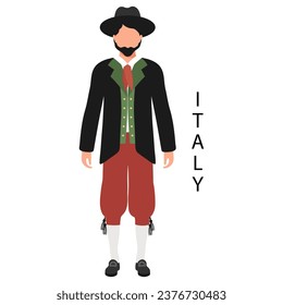 A man in an Italian folk retro costume. Culture and traditions of Italy. Illustration, vector