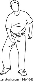 man itching caused by fungus in the underwear vector illustration sketch doodle hand drawn with black lines isolated on white background