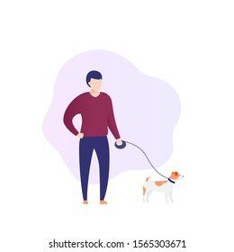 man with jack russell, vector