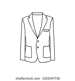 Ilustración del doodle de la chaqueta de hombre en vector. Icono de la chaqueta de hombre dibujado a mano en vector. Ilustración de doodle de traje de hombre