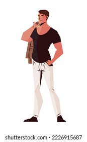 man with jacket icon isolated