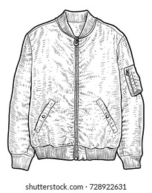 Man jacket illustration, drawing, engraving, ink, line art, vector