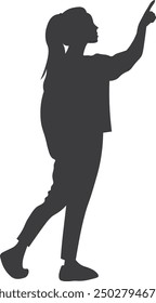 man in jacket pointing up vector silhouette
