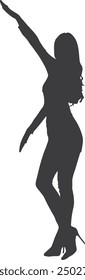 man in jacket pointing up vector silhouette