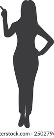 man in jacket pointing up vector silhouette
