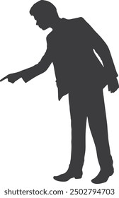 man in jacket pointing up vector silhouette