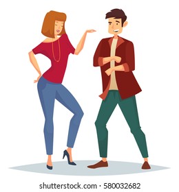 Man in jacket and trousers or breeches dancing near woman with bead or chaplet, necklace and disco or discotheque. Couple enjoying music at night club. Performance and dance, leisure theme
