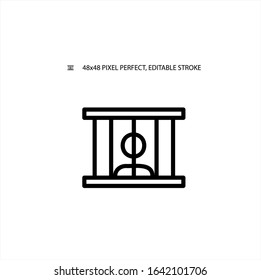 Man in jail, man behind bars simple line icon vector illustration.Editable stroke. 48x48 Pixel Perfect.