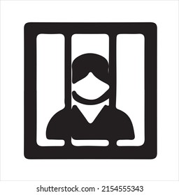 Hombre en la cárcel Icono Vector negro y blanco