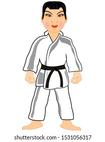 Man japanese in suit kimono on white background is insulated