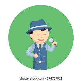 man jazz singer in circle background