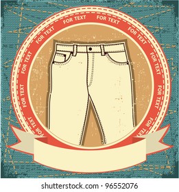 Man jeans label set on grunge paper.Vector clothes background