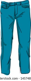 Man jeans pants, illustration, vector on white background.