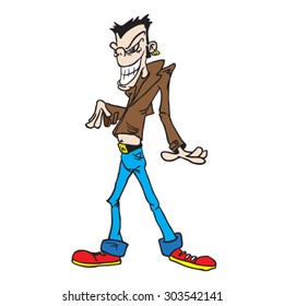 man in jeans standing cartoon illustration
