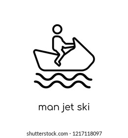 man Jet ski icon. Trendy modern flat linear vector man Jet ski icon on white background from thin line People collection, editable outline stroke vector illustration