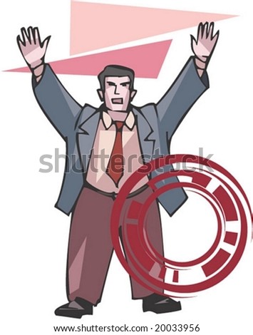 Man and Job Character with successful election : vector illustration