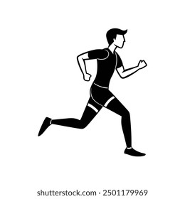 Man jogging black silhouette vector, ideal for fitness, running, and exercise illustrations.