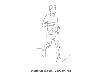 Man jogging. Jogging concept one-line drawing