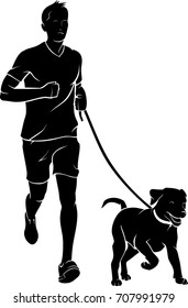Man Jogging With Dog