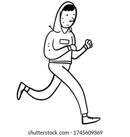 man jogging doodle isolated on white background