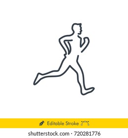 Man Jogging Icon / Vector - In Line / Stroke Design with Editable Stroke