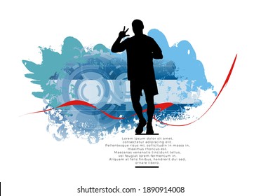 Man jogging to promote good health. Sport background ready for poster or banner, vector.