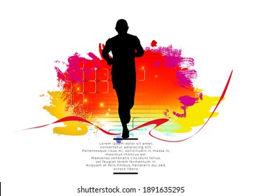 Man jogging to promote good health. Sport background ready for poster or banner, vector.