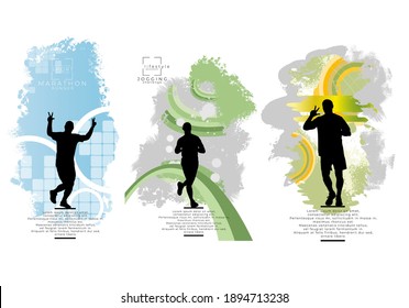 Man jogging to promote good health. Sport background ready for poster or banner, vector.