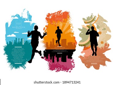 Man jogging to promote good health. Sport background ready for poster or banner, vector.