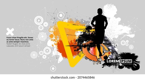 Man jogging to promote good health. Sport background ready for poster or banner, vector