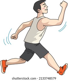 Man jogging, recreational running, vector 