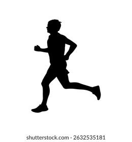 Man jogging silhouette icon vector flat design on white background