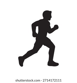 Man jogging silhouette icon vector flat design
