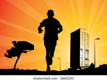 man jogging, vector illustration