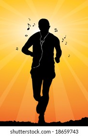 man jogging, vector illustration