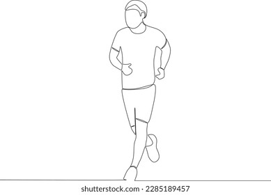 A man jogs leisurely in the park. Park activities one-line drawing