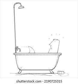 Man is joined by shark in bath tub