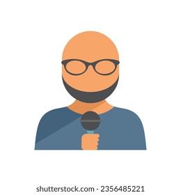 Man journalist icon flat vector. Camera tv. Crew reporter isolated