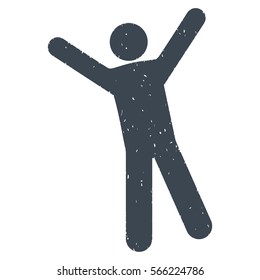 Man Joy grainy textured smooth blue icon for overlay watermark stamps. Flat symbol with dust texture. Dotted vector ink rubber seal stamp with grunge design on a white background.