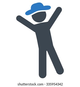 Man Joy vector icon. Style is bicolor flat symbol, smooth blue colors, rounded angles, white background.