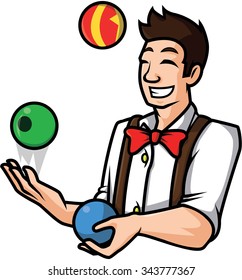 man juggling ball vector illustration design