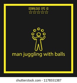man juggling with balls sketch vector icon