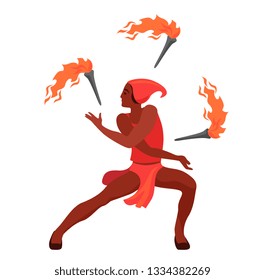 man juggling torches. artist of fire show