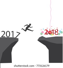 A man jump to 2017 to 2018