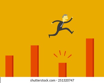 man jump across poor chart 
