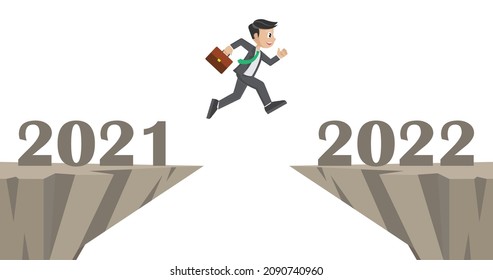 A man jump between 2021 and 2022 years.Vector illustration design.

