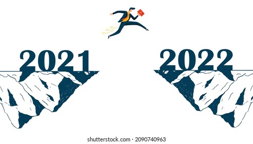 A man jump between 2021 and 2022 years.Vector illustration design.

