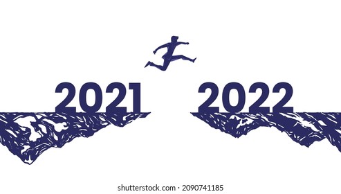 A man jump between 2021 and 2022 years.Vector illustration design.

